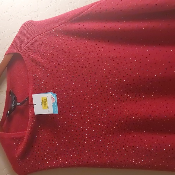 Ming Wang Studded Poncho Red OS - Picture 8 of 11